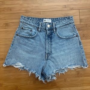 Zara High Rise Denim Shorts